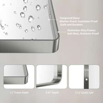 LOAAO 30X36 Brushed Nickel Bathroom Mirror for Any Decor