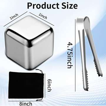 NANASO 18Pcs Metal Ice Cube Set – Stainless Steel Whiskey Stones for Chill & Enjoy