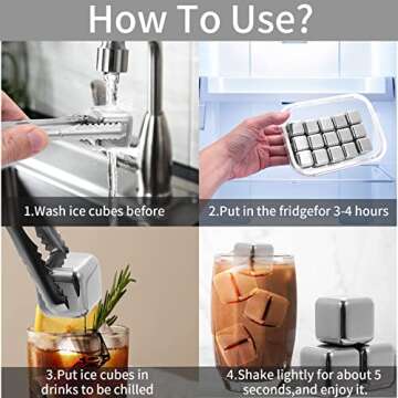 NANASO Metal Ice Cube Set – 18Pcs Reusable Whiskey Stones