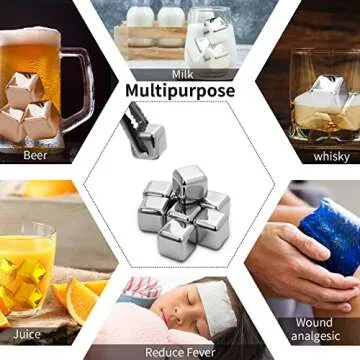 NANASO Metal Ice Cube Set – 18Pcs Reusable Whiskey Stones
