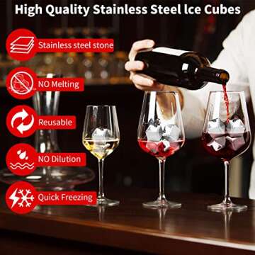 NANASO Metal Ice Cube Set – 18Pcs Reusable Whiskey Stones