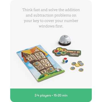 SimplyFun Math Room - Educational Math Game - Quick Thinking & Fun Math Games for Kids Ages 5 & Up - Fast Solving Addition & Subtraction Game - 2 to 4 Players