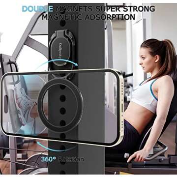 Doflyesky for Magsafe Magnetic Phone Ring Holder, Double Adjustable Gym Finger Ring Grip and Stand, ...