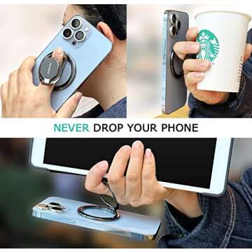 Doflyesky for Magsafe Magnetic Phone Ring Holder, Double Adjustable Gym Finger Ring Grip and Stand, Removable Phone Grip Holder for iPhone, iPad and Smartphones, Compatible with Magnetic Car Mount