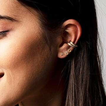 Letter A Earrings, 14K Gold Plated Initial Earrings for Teens Girls, Gifts for Girls Jewelry Cubic Zirconia Letter Earrings Monogram Pierced Earrings for Women Fashion Initial Letter Stud Earrings