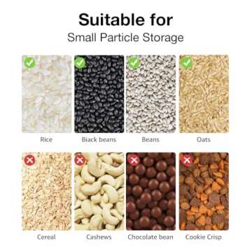 Conworld Dry Food Dispenser, Wall mounted 5 Grid Grain Dispenser, Rice Dispenser 25 Pounds Kitchen Storage with Measuring Cup, Not Suitable for Cereal, Cashews, Trail Mix, Suitable for Rice, Beans