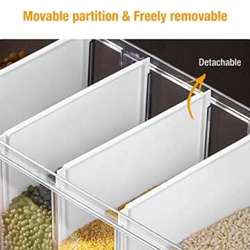 Conworld Dry Food Dispenser, Wall mounted 5 Grid Grain Dispenser, Rice Dispenser 25 Pounds Kitchen Storage with Measuring Cup, Not Suitable for Cereal, Cashews, Trail Mix, Suitable for Rice, Beans