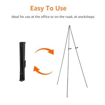 Amazon Basics Easel Display Stand, Instant Floor Poster, Lightweight, Collapsible and Portable with Tripod Base, Black Steel (supports 5 pounds)