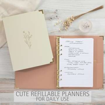 Aesthetic 6 Ring A5 Binder Set of 2 - The Perfect Small 0.75 Inch Planner Binder for Journaling or Collections - Refillable Notebook Holder with Pocket