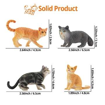 Toymany 8PCS Grey & Orange Cat Figurines Set, Realistic Cat Figures Kitten Toys, Cat Cake Toppers Christmas Birthday Gift for Kids Children
