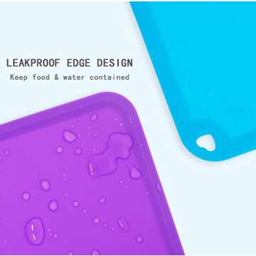 Kids Placemats, Silicone Baby Placemats for Kids Toddler Children Reusable Non-Slip Table Mats, Baby Food Mats for Restaurant, 2 Pack, Purple/Blue