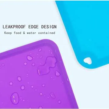 Kids Placemats, Silicone Baby Placemats for Kids Toddler Children Reusable Non-Slip Table Mats, Baby Food Mats for Restaurant, 2 Pack, Purple/Blue