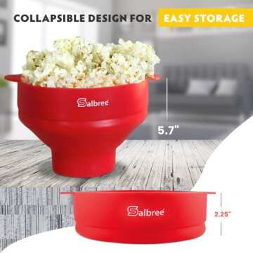 The Original Salbree Collapsible Silicone Microwave Popcorn Popper Maker Machine, Microwavable Bowl Holds 16 Cups, Uses Hot Air and Oil Always Optional - The Most Colors Available (Tan)
