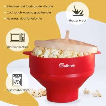 Salbree Collapsible Microwave Popcorn Popper for Healthy Snacking