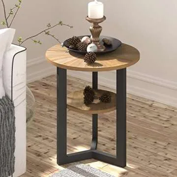 MODERION Round End Table - Stylish Storage for Any Space