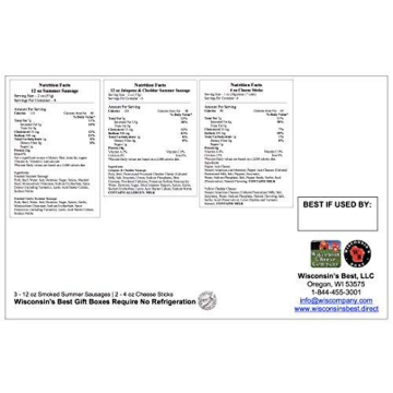 Wisconsin's Best & Wisconsin Cheese Company - Gourmet Variety 100% Wisconsin Cheese & Original, Garlic & Jalapeno Cheddar Summer Sausage Sampler Holiday Christmas Gift Basket.