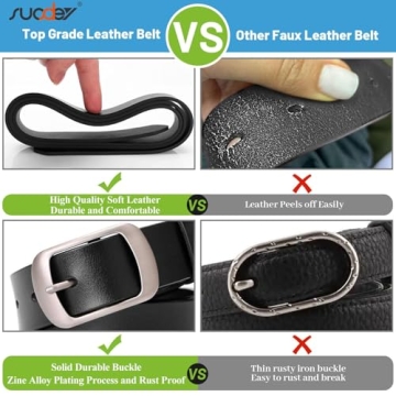 SUOSDEY Women's Leather Belt, Stylish & Adjustable