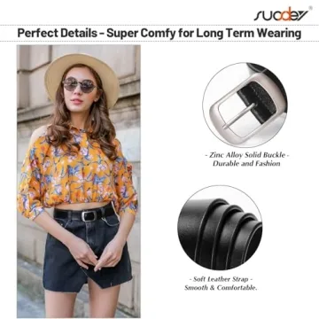 SUOSDEY Women's Leather Belt, Stylish & Adjustable