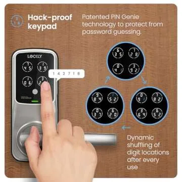 Lockly Secure Plus Bluetooth Smart Door Lock, Keyless Entry with PIN Genie® Digital Keypad, 3D Biometric Fingerprint Sensor Front Door Lock with Handle, Voice Control & Auto Lock - Latch Edition