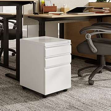 DEVAISE 3-Drawer Mobile File Cabinet with Lock, 19.7" Depth, Legal/Letter Size, White