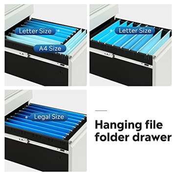 DEVAISE 3-Drawer Mobile File Cabinet with Lock, 19.7" Depth, Legal/Letter Size, White