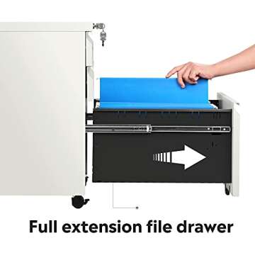 DEVAISE 3-Drawer Mobile File Cabinet with Lock, 19.7" Depth, Legal/Letter Size, White