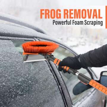 Maxlander 42" Snow Brush Ice Scrapers for Car Windshield, 4-in-1 Extendable Snow Shovel Emergency Sn...