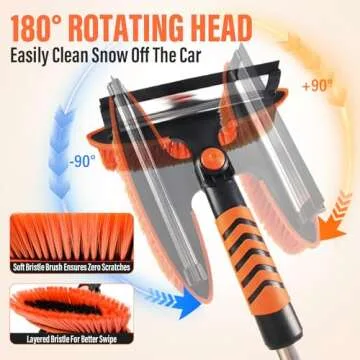 Maxlander 42" Snow Brush Ice Scrapers for Car Windshield, 4-in-1 Extendable Snow Shovel Emergency Snow Scraper for Car, 180° Pivoting Head Snow Broom for Car Truck SUV