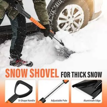 Maxlander 42" Snow Brush Ice Scrapers for Car Windshield, 4-in-1 Extendable Snow Shovel Emergency Snow Scraper for Car, 180° Pivoting Head Snow Broom for Car Truck SUV