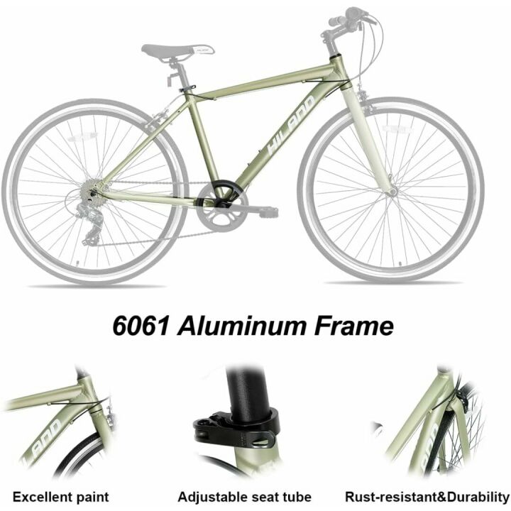 Hiland Hybrid Bike with Shimano 7-Speed for Adults
