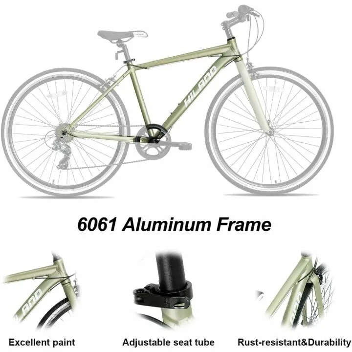 Hiland Hybrid Bike with Shimano 7-Speed for Adults