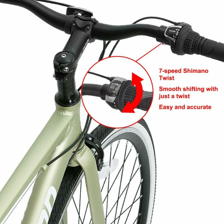Hiland Hybrid Bike with Shimano 7-Speed for Adults