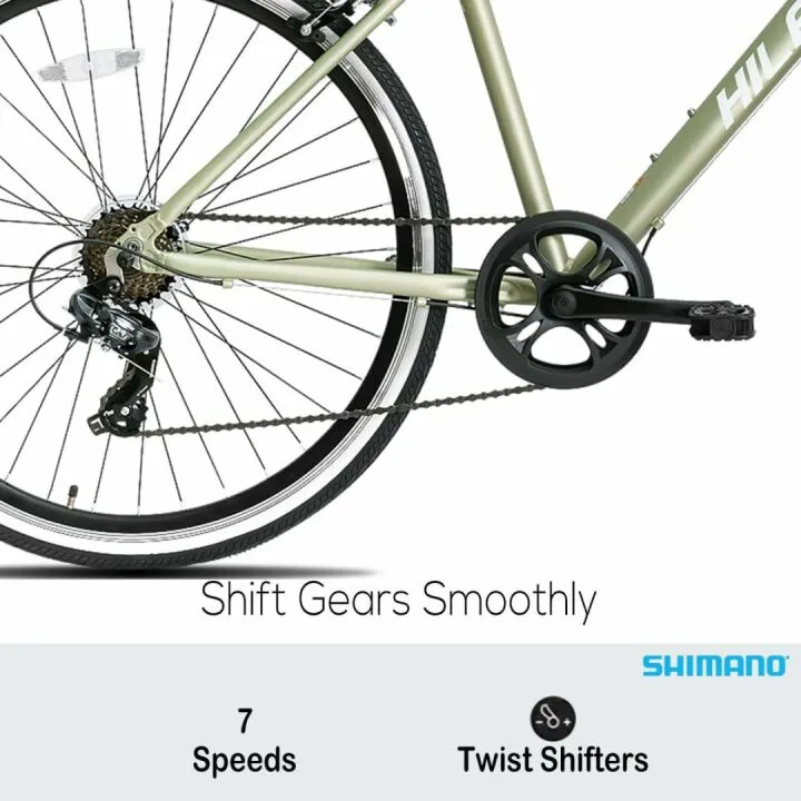 Hiland Hybrid Bike with Shimano 7-Speed for Adults