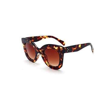 Freckles Mark Thick Fashion Butterfly Sunglasses for Women Trendy Round Cat Eye Sun Glasses (Tortoise Brown, 45)