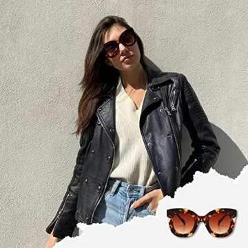 Freckles Mark Thick Fashion Butterfly Sunglasses for Women Trendy Round Cat Eye Sun Glasses (Tortoise Brown, 45)