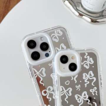 FLIRACON Love Heart Bow iPhone 13 Pro Mirror Case