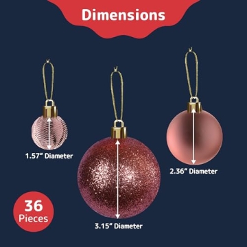 PREXTEX 36-Piece Champagne Christmas Ornaments Set