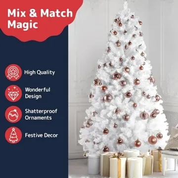 PREXTEX 36-Piece Champagne Christmas Ornaments Set