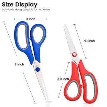 Scissors Bulk 24-Pack, BURVAGY 8" Scissors All Purpose Heavy Duty Sharp Scissors for Office School Home Stainless Steel Blades Safety Soft Grip Handles,Right/Left Handed Scissors