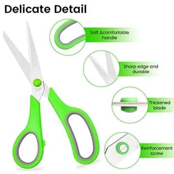 Scissors Bulk 24-Pack, BURVAGY 8" Scissors All Purpose Heavy Duty Sharp Scissors for Office School Home Stainless Steel Blades Safety Soft Grip Handles,Right/Left Handed Scissors