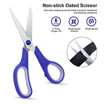 Scissors Bulk 24-Pack, BURVAGY 8" Scissors All Purpose Heavy Duty Sharp Scissors for Office School Home Stainless Steel Blades Safety Soft Grip Handles,Right/Left Handed Scissors