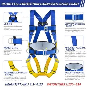 Universal Full Body Fall Protection Safety Harness with Dorsal D-Ring and Mating Buckle Legs，roofing harness construction harness ANSI/ASSP Compliant,internal Shock Absorbing landyard&Hook