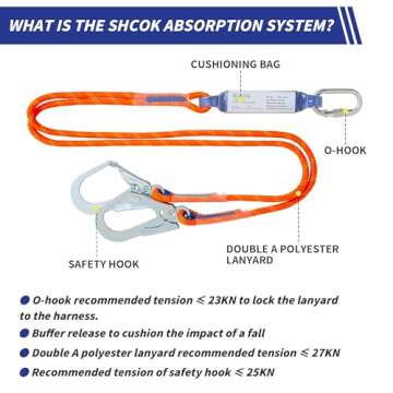 Universal Full Body Fall Protection Safety Harness with Dorsal D-Ring and Mating Buckle Legs，roofing harness construction harness ANSI/ASSP Compliant,internal Shock Absorbing landyard&Hook