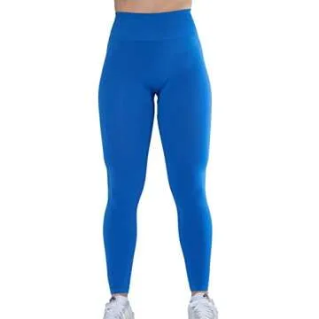 AUROLA Workout Leggings: Seamless, Tummy Control, Blue