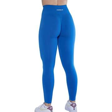 AUROLA Workout Leggings: Seamless, Tummy Control, Blue