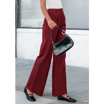 Stylish PRETTYGARDEN Women's Casual Wide Leg Dress Pants