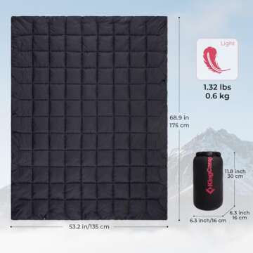 KingCamp Camping Blanket Lightweight, Multifunctional Warm Puffy Outdoor Blanket with Snap Button, W...
