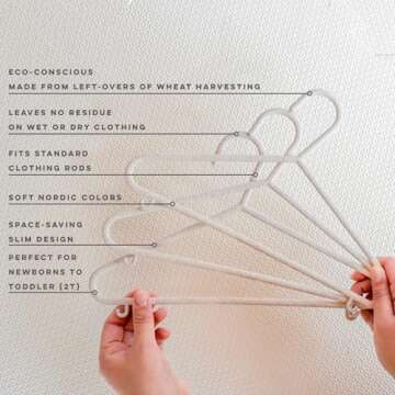 3 Sprouts Wheat Straw Plastic Hangers - 30-Pack Eco-Conscious Toddler Hangers for Child & Baby Clothes, Coats - Kid Closet Hangers Ideal for Small Girls, Boys, Children & Kids - Speckled Cream