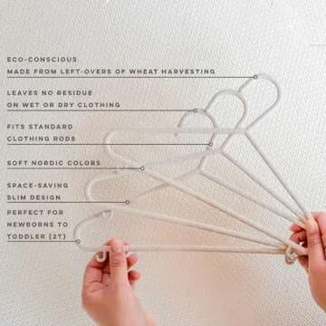 3 Sprouts Wheat Straw Plastic Hangers - 30-Pack Eco-Conscious Toddler Hangers for Child & Baby Clothes, Coats - Kid Closet Hangers Ideal for Small Girls, Boys, Children & Kids - Speckled Cream