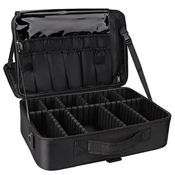 Relavel Travel Makeup Train Case Makeup Cosmetic Case Organizer Portable Artist Storage Bag with Adj...